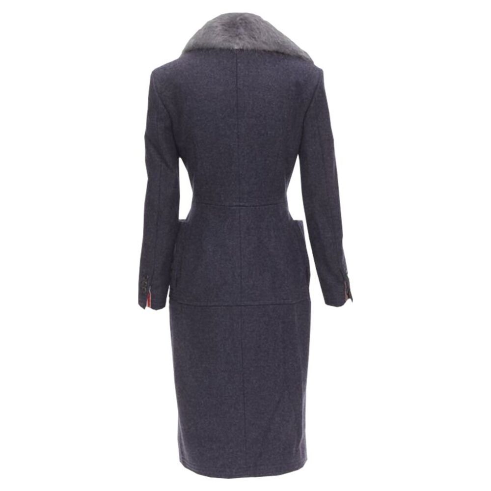 Thom Browne beaver fur collar wool felt silk lined coat - Picture 6 of 6